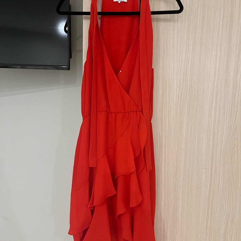 Red Parker dress with Ruffle